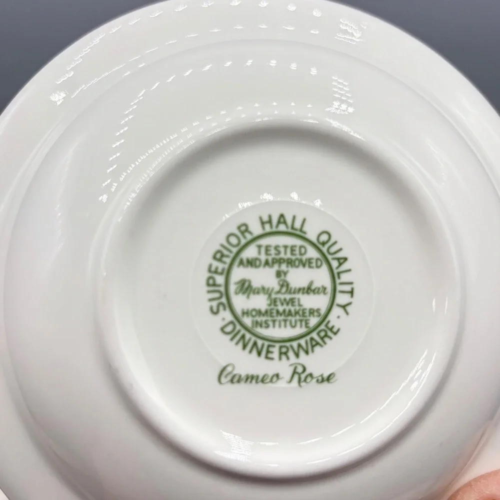 Vtg 4 Pc Superior Hall Cameo Rose Dessert‎ Berry Bowls White Rose